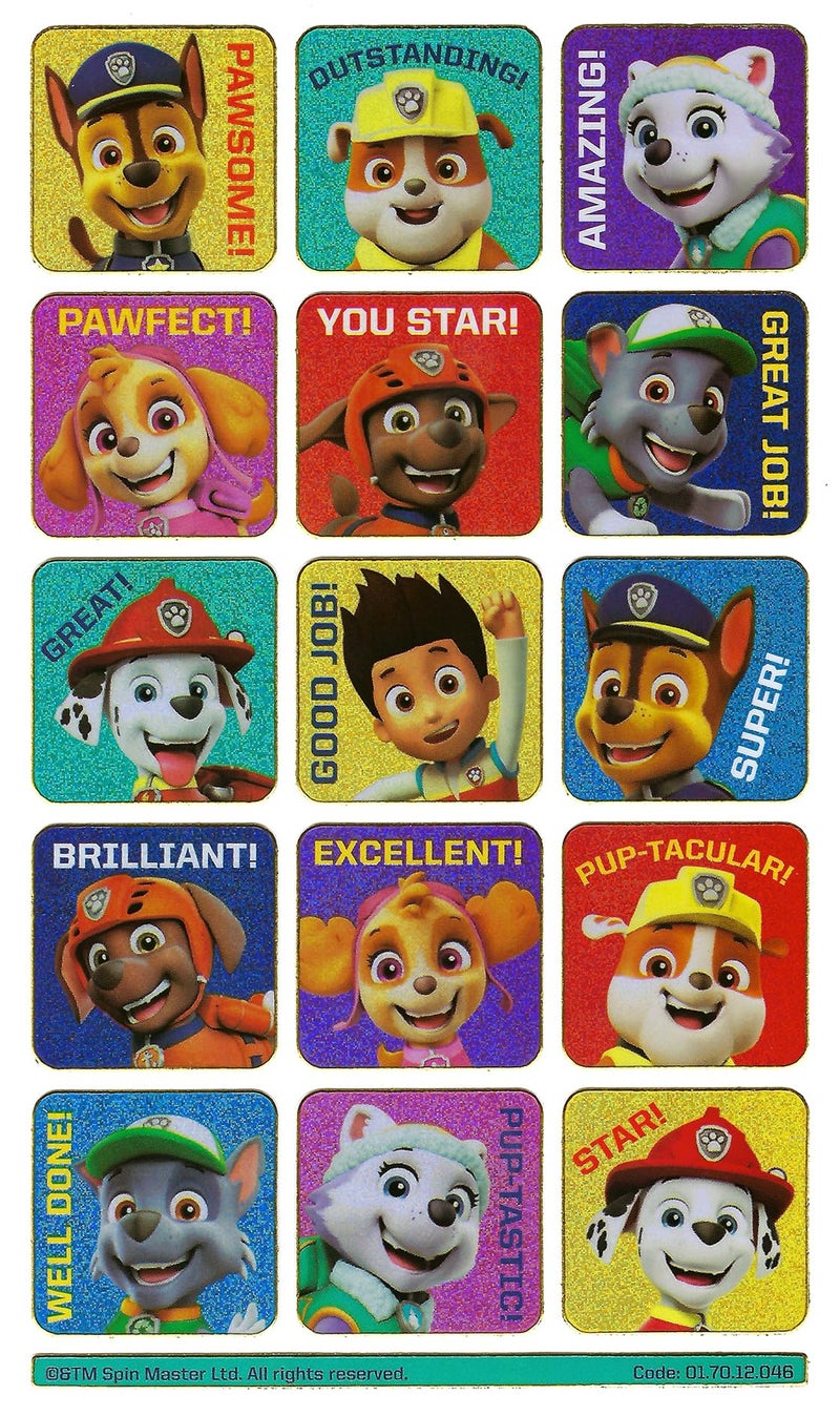 Paper Projects 01.70.12.046 Paw Patrol Sparkly Reusable Reward Stickers, Blue, 19.5cm x 9.5cm - Image 1